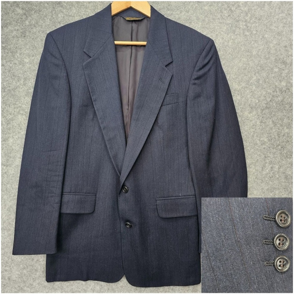 Vintage‎ COURREGES Homme Blazer Mens 38R Small Blue Pinstripe Slim Fit Wool USA